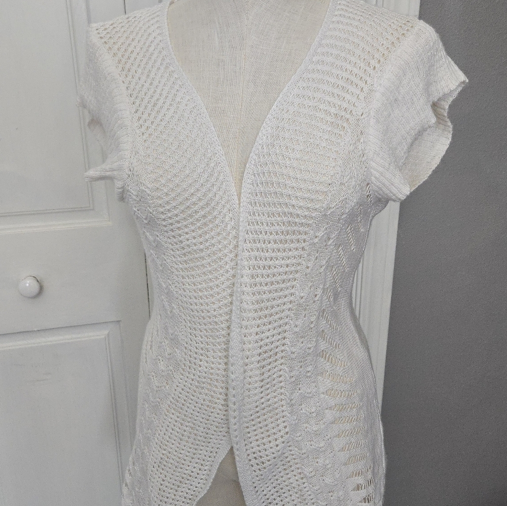 Maurices White Open-Knit Cardigan